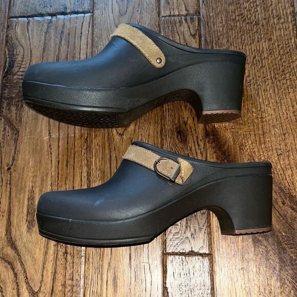 Crocs Womens Brown Shoes Size 8 Tan Mule Clog Heel Rubber Washable Closed Toe - Picture 6 of 6